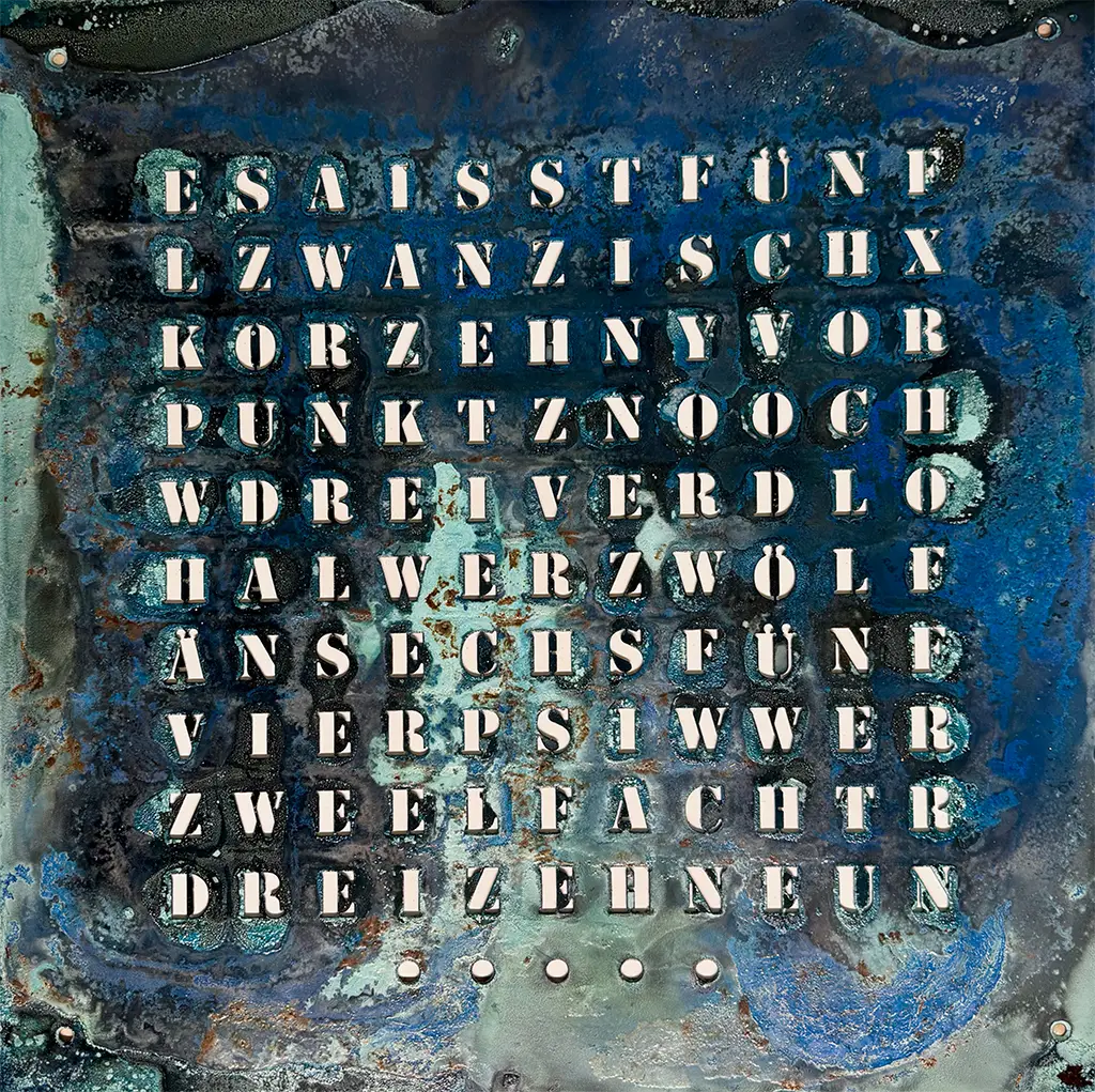 Word Clock Kupfer Patina